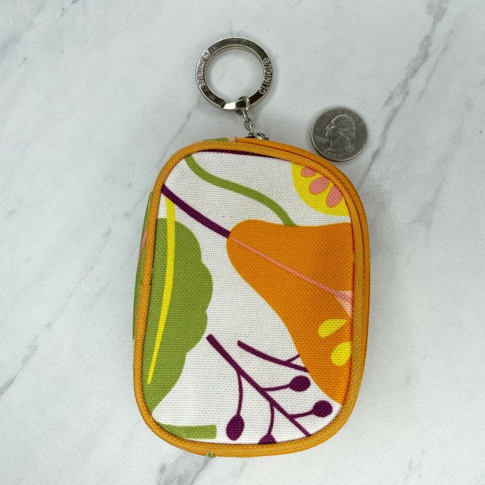 Clinique Small Floral Pouch Makeup Cosmetic Bag Keychain Keyring